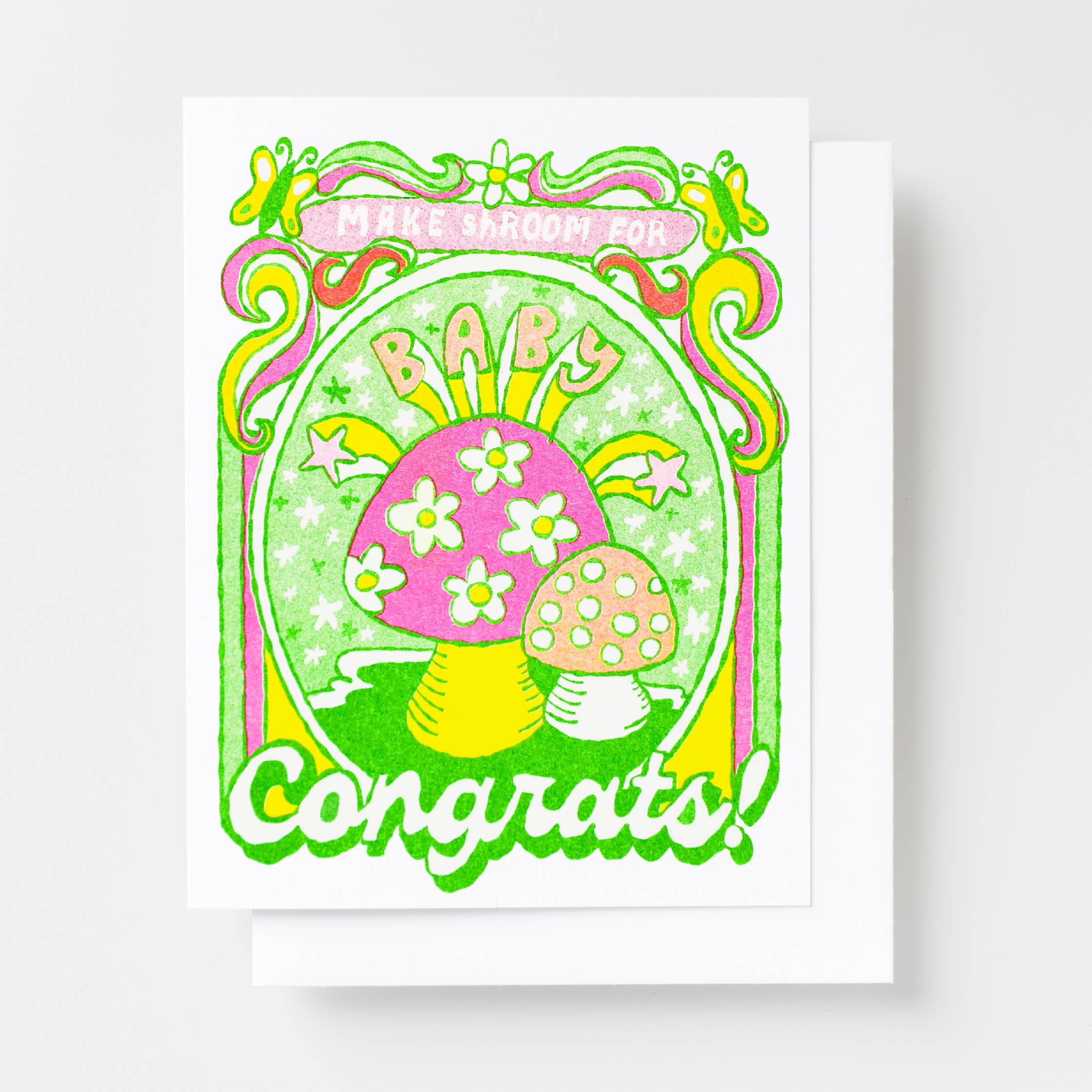 Make Shroom For Baby Congrats Risograph Card
